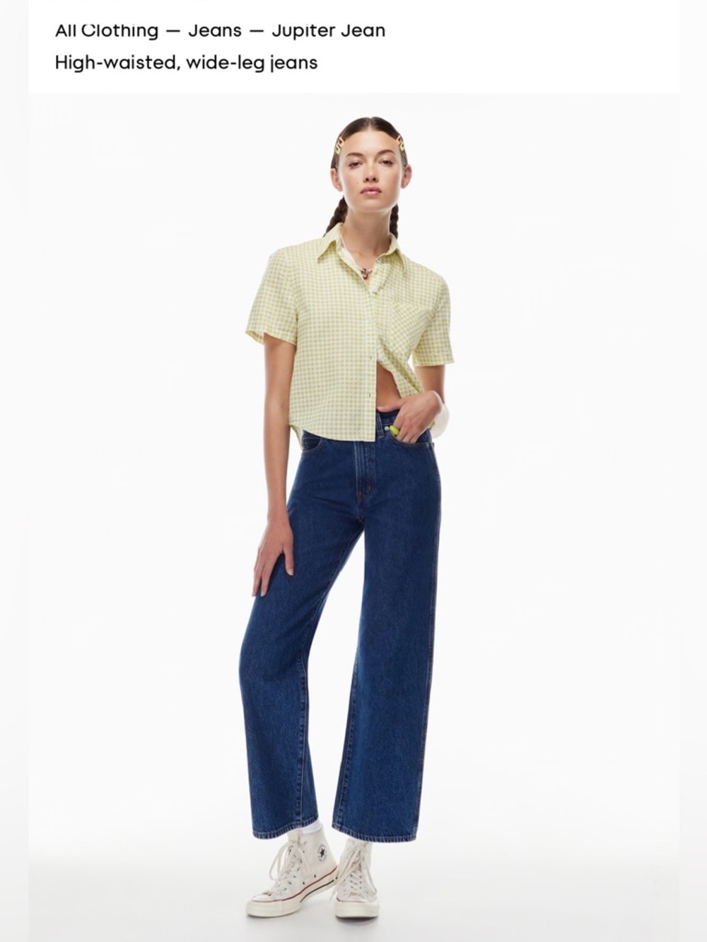 Aritzia Sunday Best Jupiter high rise wide leg 100% cotton jeans short length